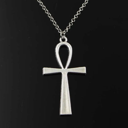 Simple Classic Fashion Cross Egyptian Ankh Life Symbol Antique Silver Color Pendant Short Long Chain Necklaces Jewelry For Women - ZOOMNSTORE