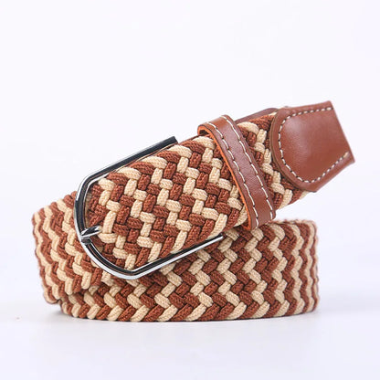 Unisex Stretch Jeans Belt - Casual Knitted Woven Canvas Pin Buckle - ZOOMNSTORE