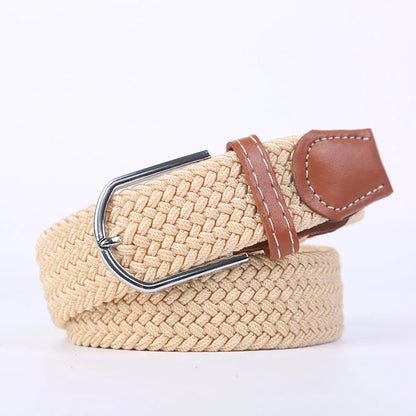 Unisex Stretch Jeans Belt - Casual Knitted Woven Canvas Pin Buckle - ZOOMNSTORE