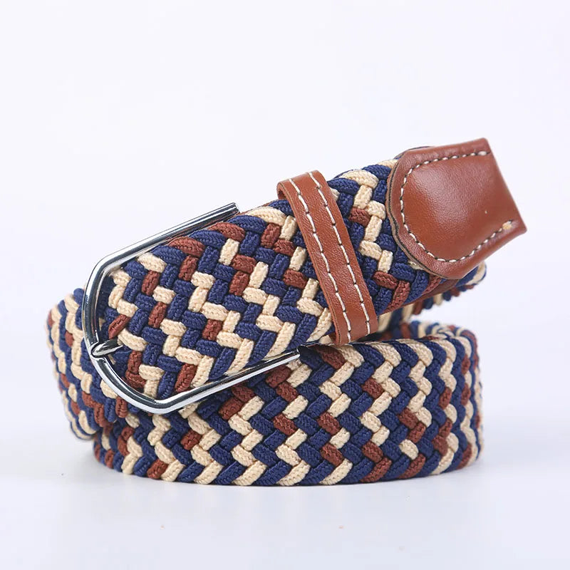 Unisex Stretch Jeans Belt - Casual Knitted Woven Canvas Pin Buckle - ZOOMNSTORE