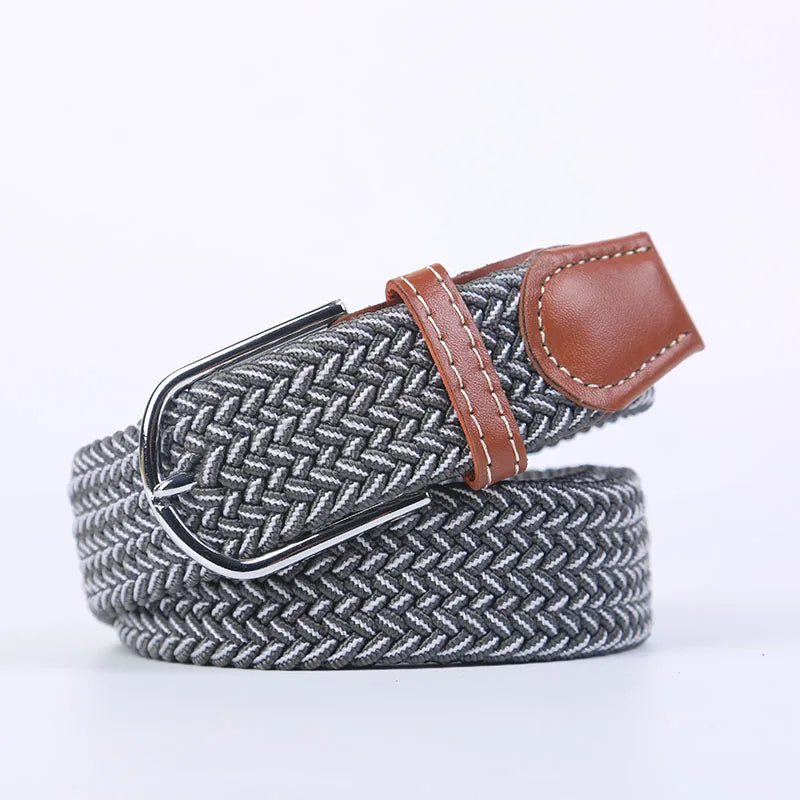 Unisex Stretch Jeans Belt - Casual Knitted Woven Canvas Pin Buckle - ZOOMNSTORE