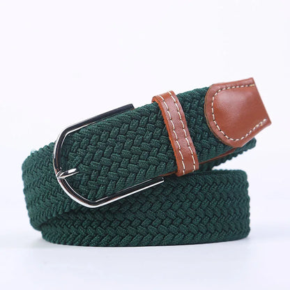 Unisex Stretch Jeans Belt - Casual Knitted Woven Canvas Pin Buckle - ZOOMNSTORE