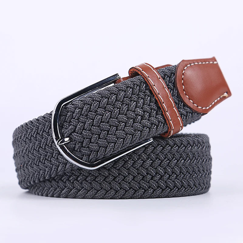 Unisex Stretch Jeans Belt - Casual Knitted Woven Canvas Pin Buckle - ZOOMNSTORE