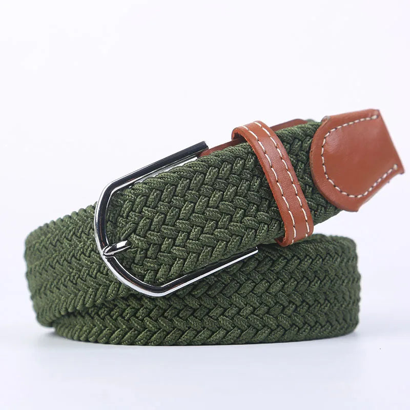 Unisex Stretch Jeans Belt - Casual Knitted Woven Canvas Pin Buckle - ZOOMNSTORE
