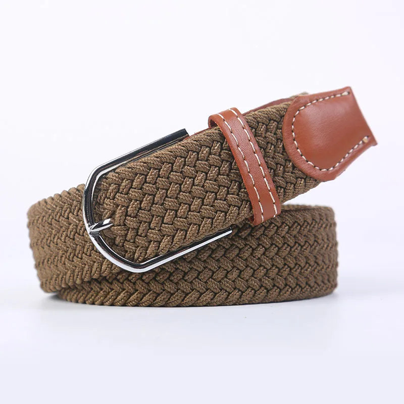 Unisex Stretch Jeans Belt - Casual Knitted Woven Canvas Pin Buckle - ZOOMNSTORE