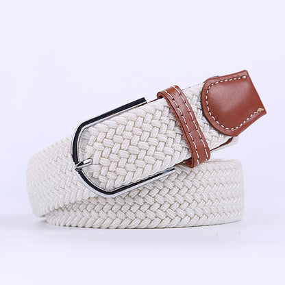 Unisex Stretch Jeans Belt - Casual Knitted Woven Canvas Pin Buckle - ZOOMNSTORE