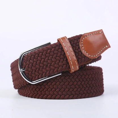 Unisex Stretch Jeans Belt - Casual Knitted Woven Canvas Pin Buckle - ZOOMNSTORE