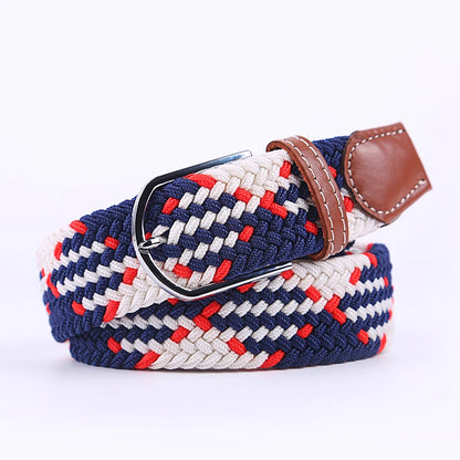 Unisex Stretch Jeans Belt - Casual Knitted Woven Canvas Pin Buckle - ZOOMNSTORE