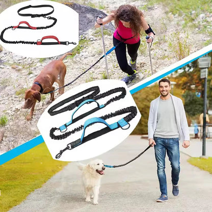 Hands-Free Dog Leash - Dual Elastic Reflective Traction Rope for Night Running - ZOOMNSTORE