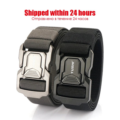 Elastic Tactical Belt - Durable Aluminum Buckle | Stretch Nylon Outdoor Utility Belt - ZOOMNSTORE