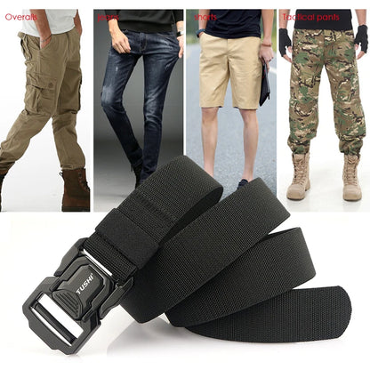 Elastic Tactical Belt - Durable Aluminum Buckle | Stretch Nylon Outdoor Utility Belt - ZOOMNSTORE
