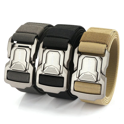 Elastic Tactical Belt - Durable Aluminum Buckle | Stretch Nylon Outdoor Utility Belt - ZOOMNSTORE