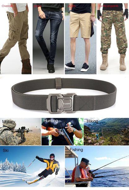 Elastic Tactical Belt - Durable Aluminum Buckle | Stretch Nylon Outdoor Utility Belt - ZOOMNSTORE