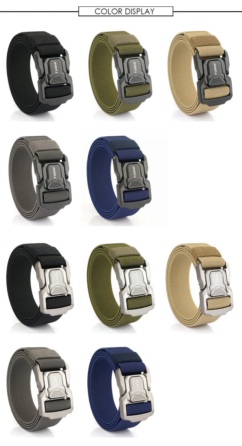 Elastic Tactical Belt - Durable Aluminum Buckle | Stretch Nylon Outdoor Utility Belt - ZOOMNSTORE