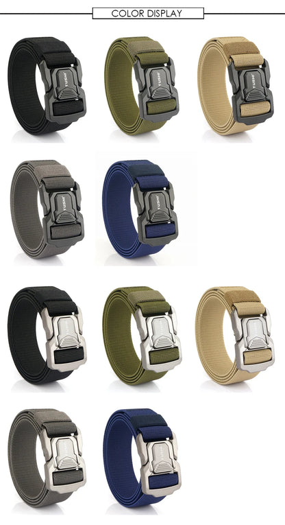 Elastic Tactical Belt - Durable Aluminum Buckle | Stretch Nylon Outdoor Utility Belt - ZOOMNSTORE