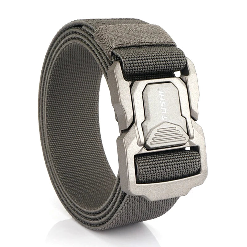 Elastic Tactical Belt - Durable Aluminum Buckle | Stretch Nylon Outdoor Utility Belt - ZOOMNSTORE
