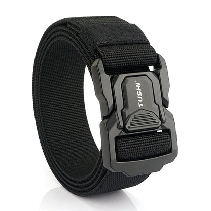 Elastic Tactical Belt - Durable Aluminum Buckle | Stretch Nylon Outdoor Utility Belt - ZOOMNSTORE