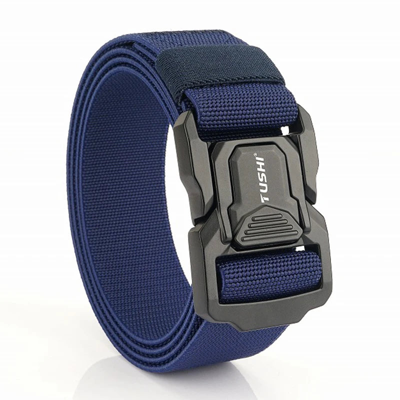 Elastic Tactical Belt - Durable Aluminum Buckle | Stretch Nylon Outdoor Utility Belt - ZOOMNSTORE