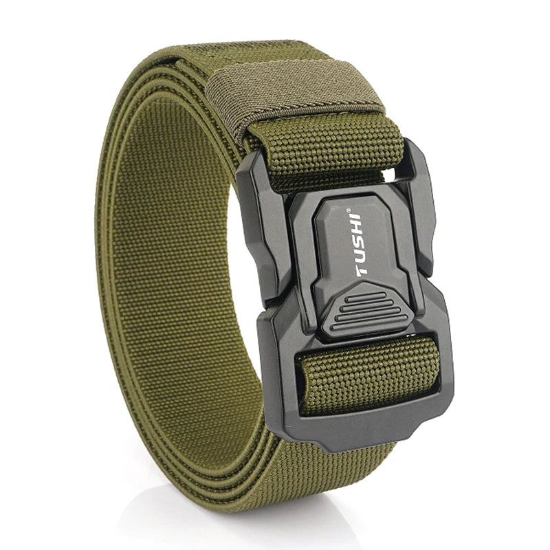 Elastic Tactical Belt - Durable Aluminum Buckle | Stretch Nylon Outdoor Utility Belt - ZOOMNSTORE