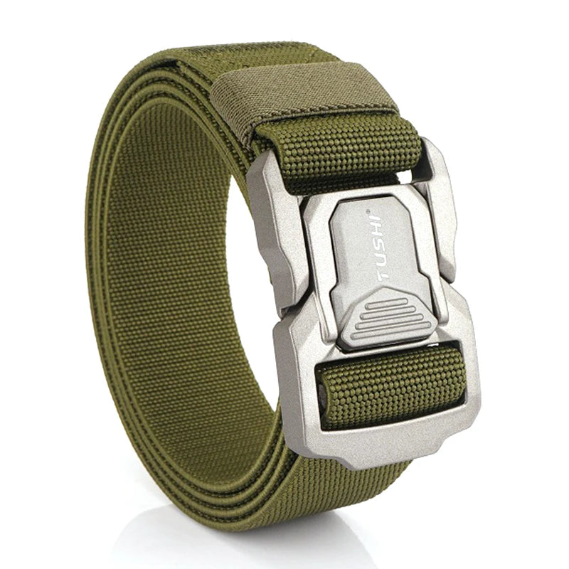 Elastic Tactical Belt - Durable Aluminum Buckle | Stretch Nylon Outdoor Utility Belt - ZOOMNSTORE
