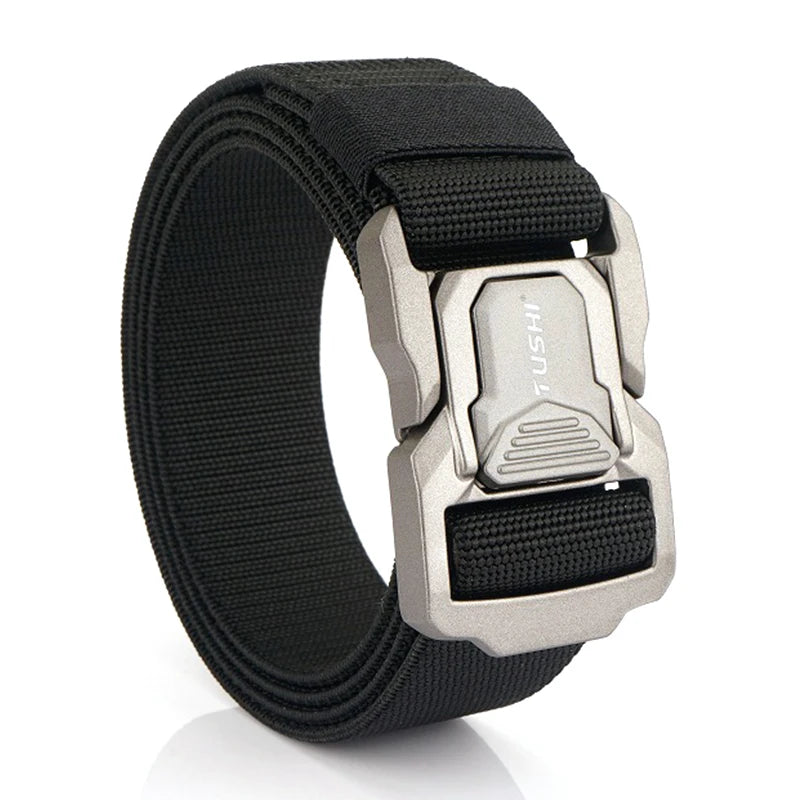 Elastic Tactical Belt - Durable Aluminum Buckle | Stretch Nylon Outdoor Utility Belt - ZOOMNSTORE