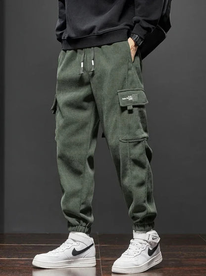 Elastic Waist Casual Pants - Men's Jogging Stretch Straight Drawstring Harem Trousers - ZOOMNSTORE