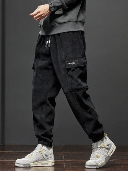 Elastic Waist Casual Pants - Men's Jogging Stretch Straight Drawstring Harem Trousers - ZOOMNSTORE