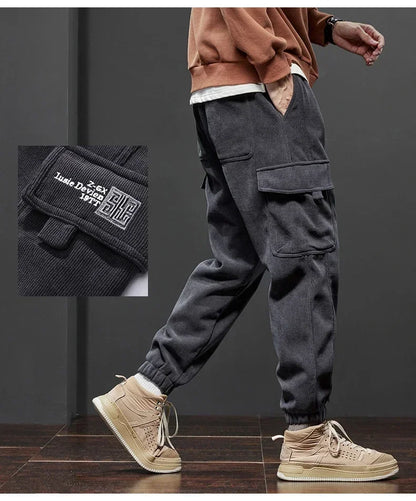 Elastic Waist Casual Pants - Men's Jogging Stretch Straight Drawstring Harem Trousers - ZOOMNSTORE