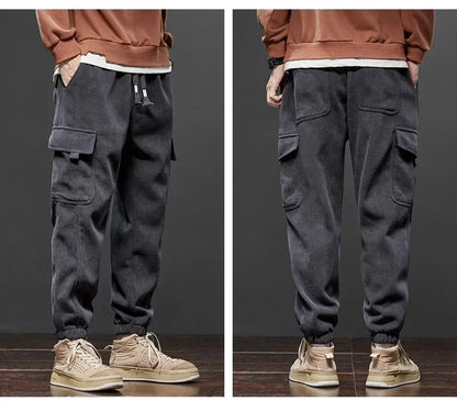 Elastic Waist Casual Pants - Men's Jogging Stretch Straight Drawstring Harem Trousers - ZOOMNSTORE