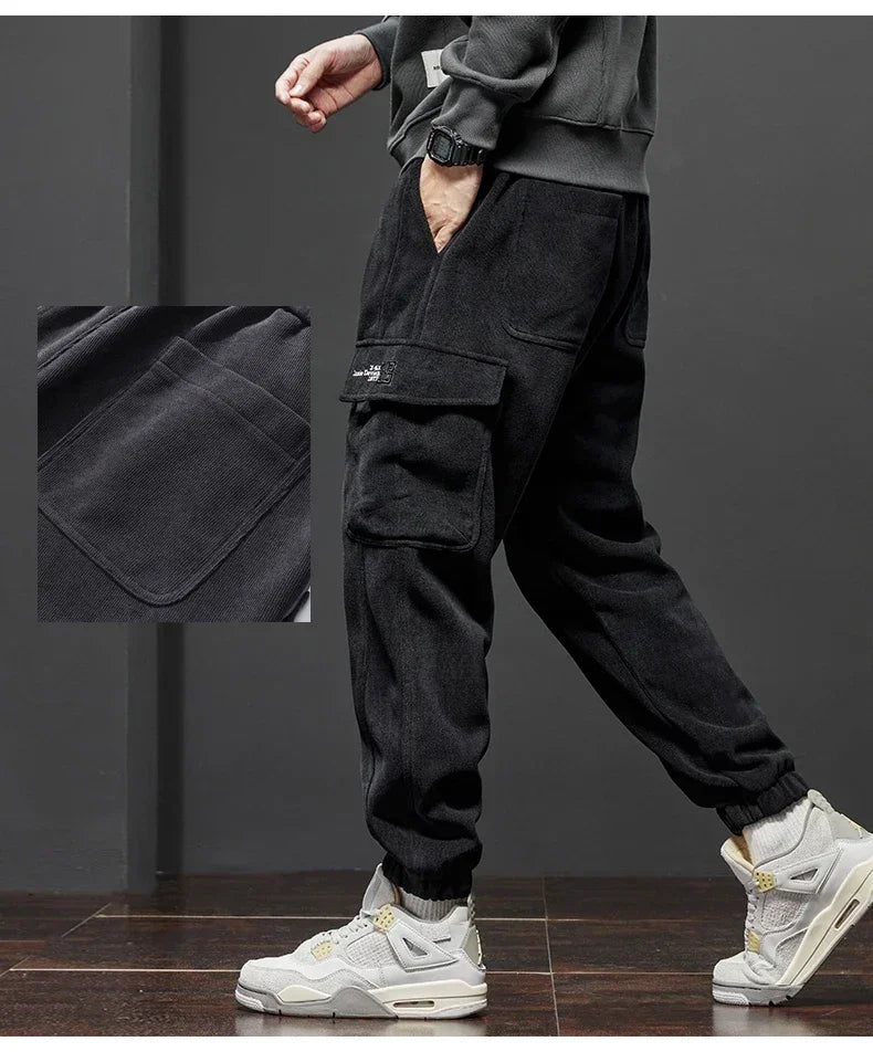 Elastic Waist Casual Pants - Men's Jogging Stretch Straight Drawstring Harem Trousers - ZOOMNSTORE