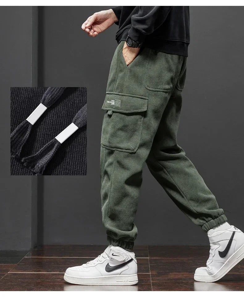 Elastic Waist Casual Pants - Men's Jogging Stretch Straight Drawstring Harem Trousers - ZOOMNSTORE