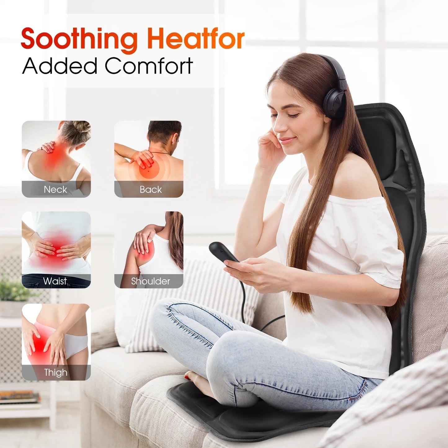 Electric Back Massager | Infrared Massage Cushion - Full Body Massager with Heating - ZOOMNSTORE