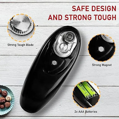 One Touch Can Opener Electric Can Opener Electric Can Opener Automatic Jar Bottle Machine Portable Kitchen Opening Opener Tool - ZOOMNSTORE