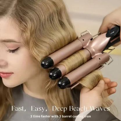 Electric Curling Stick - Korean Style Three Tube Curler | Ceramic Hair Wave Iron - ZOOMNSTORE