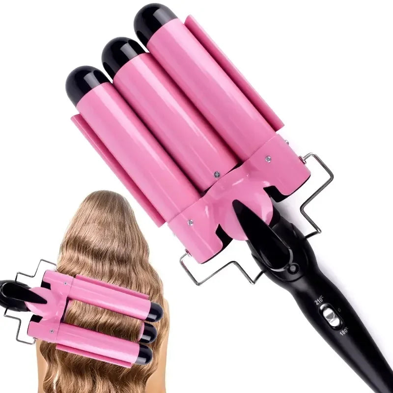 Electric Curling Stick - Korean Style Three Tube Curler | Ceramic Hair Wave Iron - ZOOMNSTORE