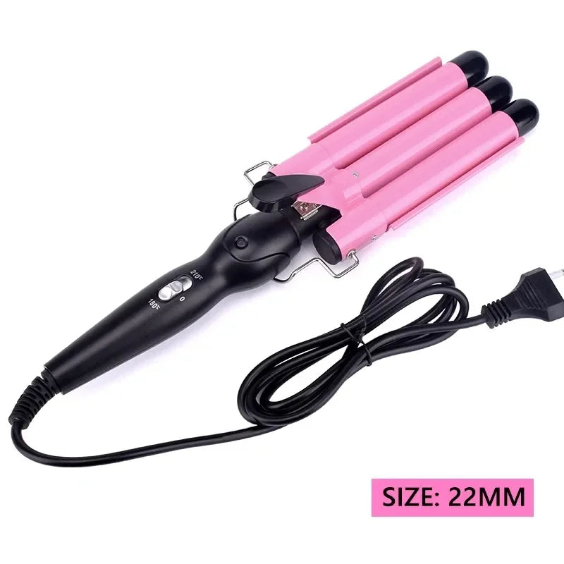 Electric Curling Stick - Korean Style Three Tube Curler | Ceramic Hair Wave Iron - ZOOMNSTORE