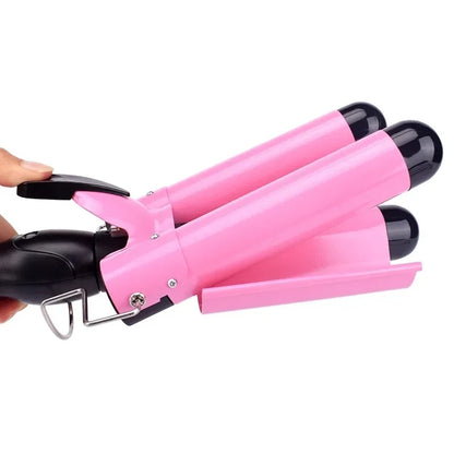 Electric Curling Stick - Korean Style Three Tube Curler | Ceramic Hair Wave Iron - ZOOMNSTORE