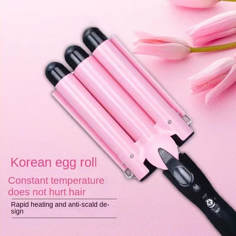 Electric Curling Stick - Korean Style Three Tube Curler | Ceramic Hair Wave Iron - ZOOMNSTORE