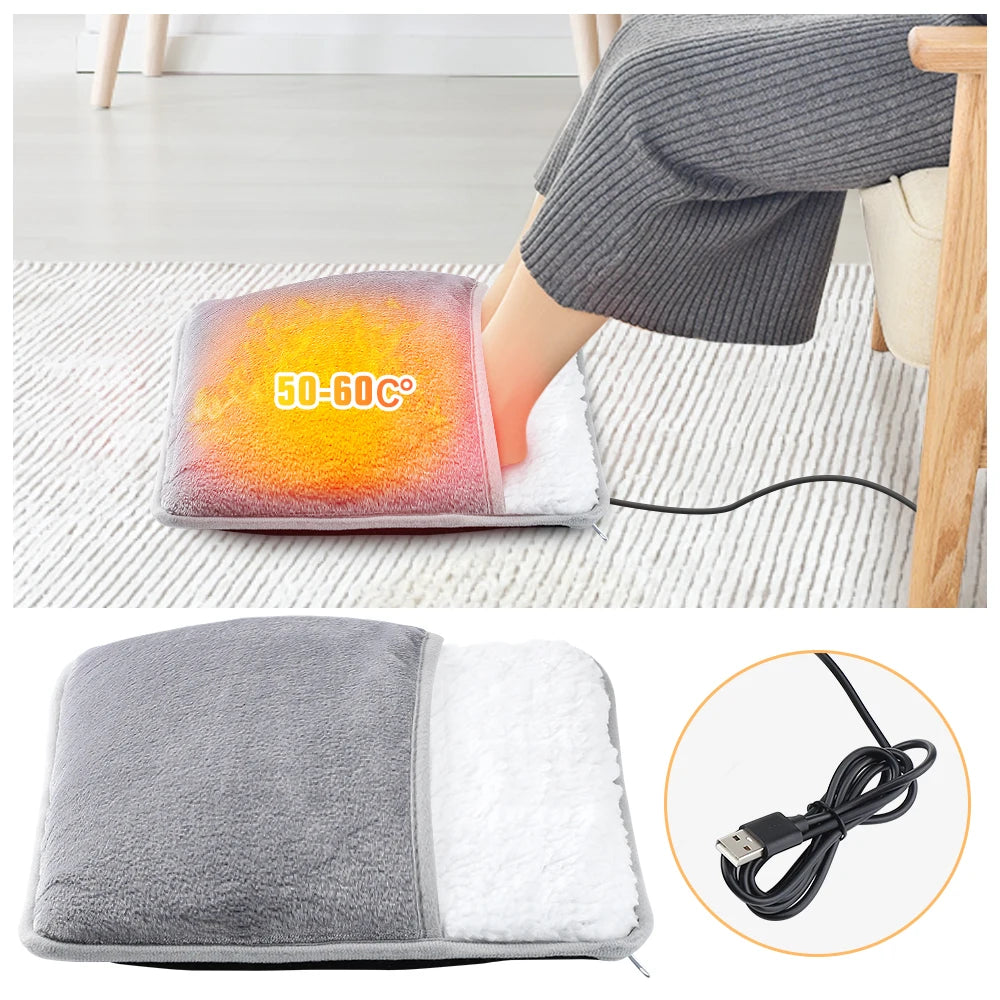 Electric Foot Heating Pad USB Powered Soft Plush Foot Warmer - Washable Mat - ZOOMNSTORE