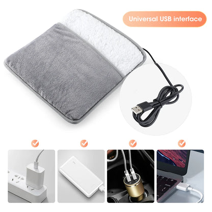 Electric Foot Heating Pad USB Powered Soft Plush Foot Warmer - Washable Mat - ZOOMNSTORE