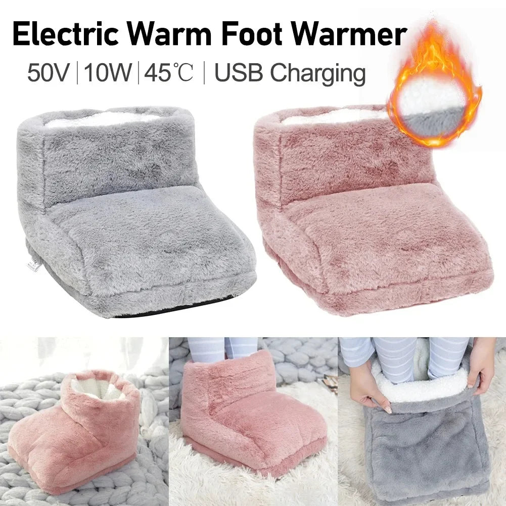 Electric Foot Warmer USB Heated Foot Cushion - Soft Fleece Slippers with Detachable Heater Pad - ZOOMNSTORE