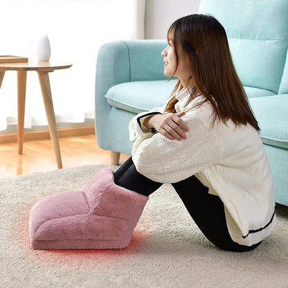 Electric Foot Warmer USB Heated Foot Cushion - Soft Fleece Slippers with Detachable Heater Pad - ZOOMNSTORE