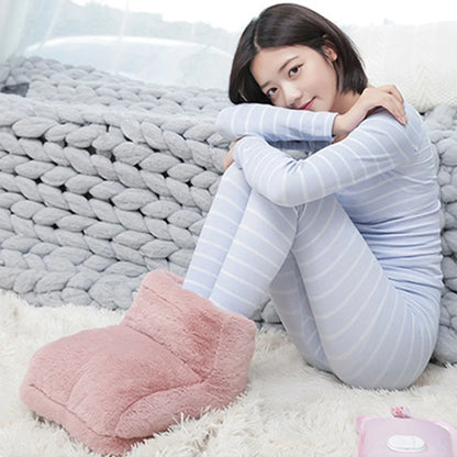 Electric Foot Warmer USB Heated Foot Cushion - Soft Fleece Slippers with Detachable Heater Pad - ZOOMNSTORE