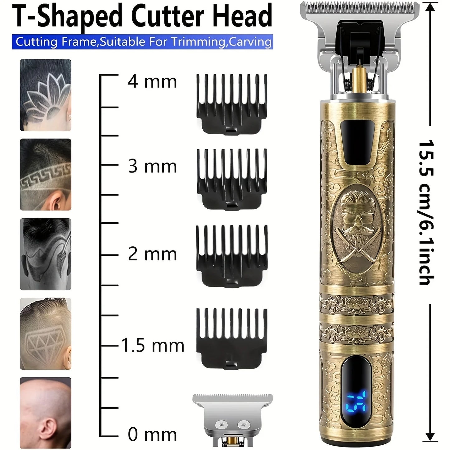Electric Hair Clipper - Rechargeable USB Hair and Beard Trimmer with LCD Display - ZOOMNSTORE