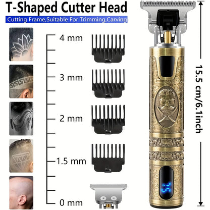 Electric Hair Clipper - Rechargeable USB Hair and Beard Trimmer with LCD Display - ZOOMNSTORE