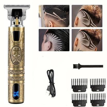 Electric Hair Clipper - Rechargeable USB Hair and Beard Trimmer with LCD Display - ZOOMNSTORE