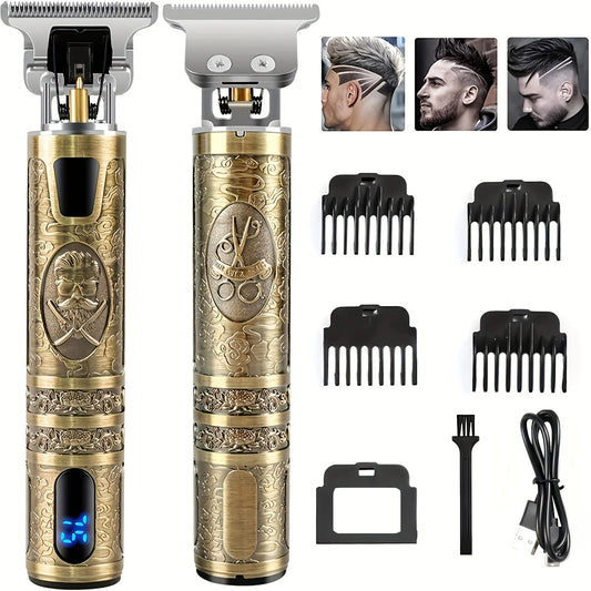 Electric Hair Clipper - Rechargeable USB Hair and Beard Trimmer with LCD Display - ZOOMNSTORE