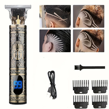 Electric Hair Clipper - Rechargeable USB Hair and Beard Trimmer with LCD Display - ZOOMNSTORE