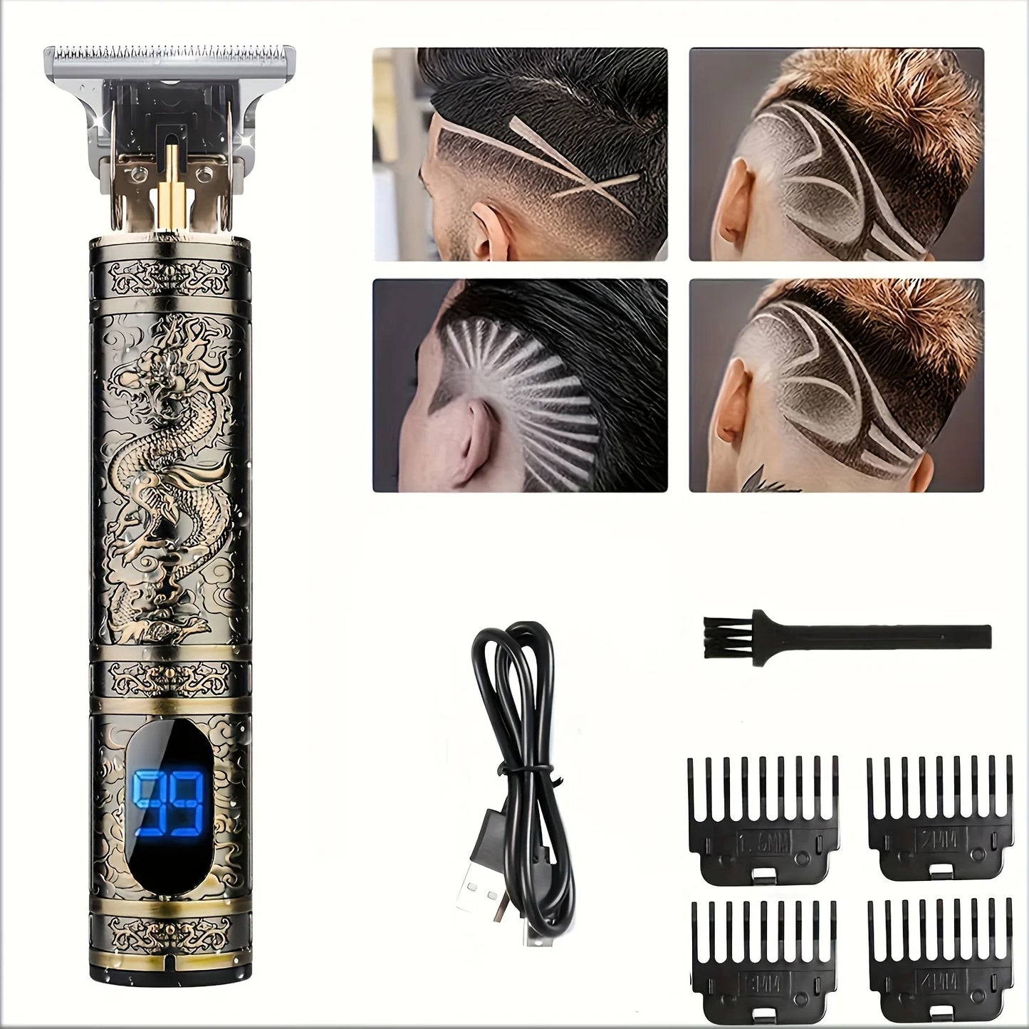 Electric Hair Clipper - Rechargeable USB Hair and Beard Trimmer with LCD Display - ZOOMNSTORE