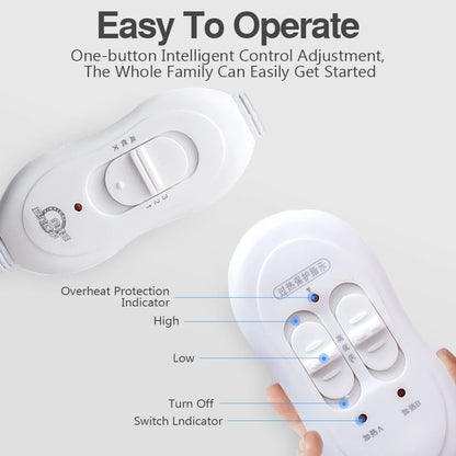 Electric Heating Blanket - Dual Control Thermal Bed Mat With Adjustable Temperature - ZOOMNSTORE